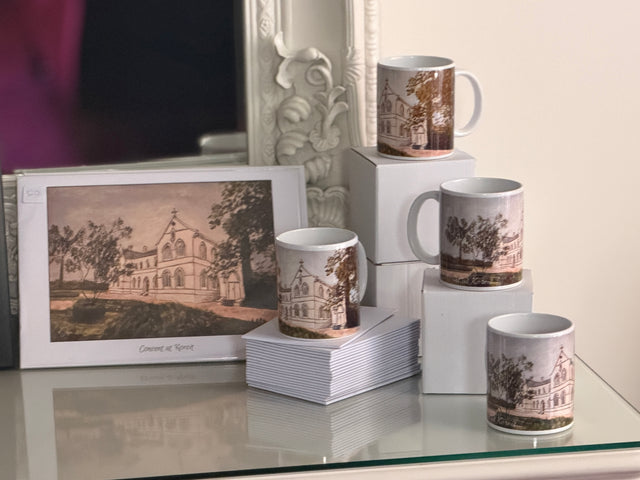 The mugs and print with the picture of the Convent at Koroit on them from a local artist.