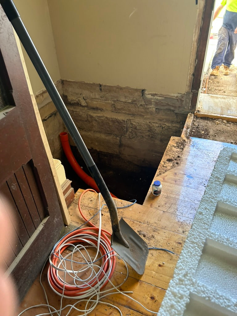 Photo of the construction of the lift at the Convent at Koroit.
