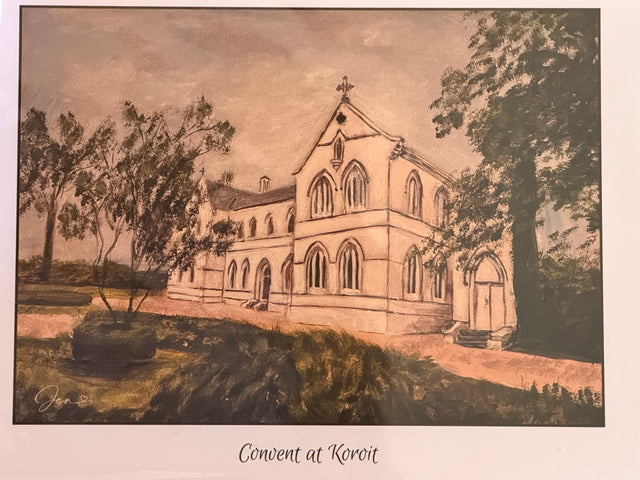 Print of a painting of the Convent at Koroit by a local artist.