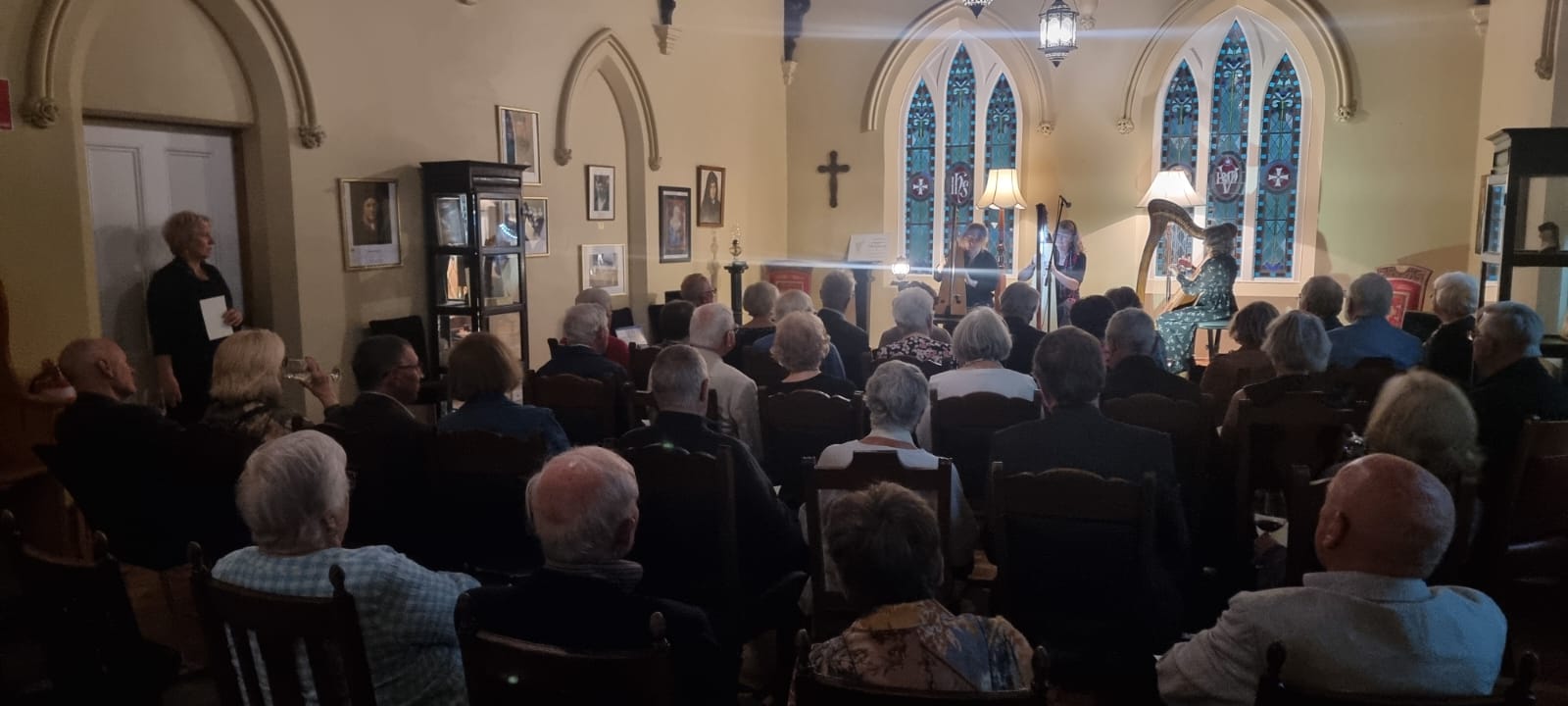 The Harp band Harpistry playing in the Chapel of The Convent at Koroit.