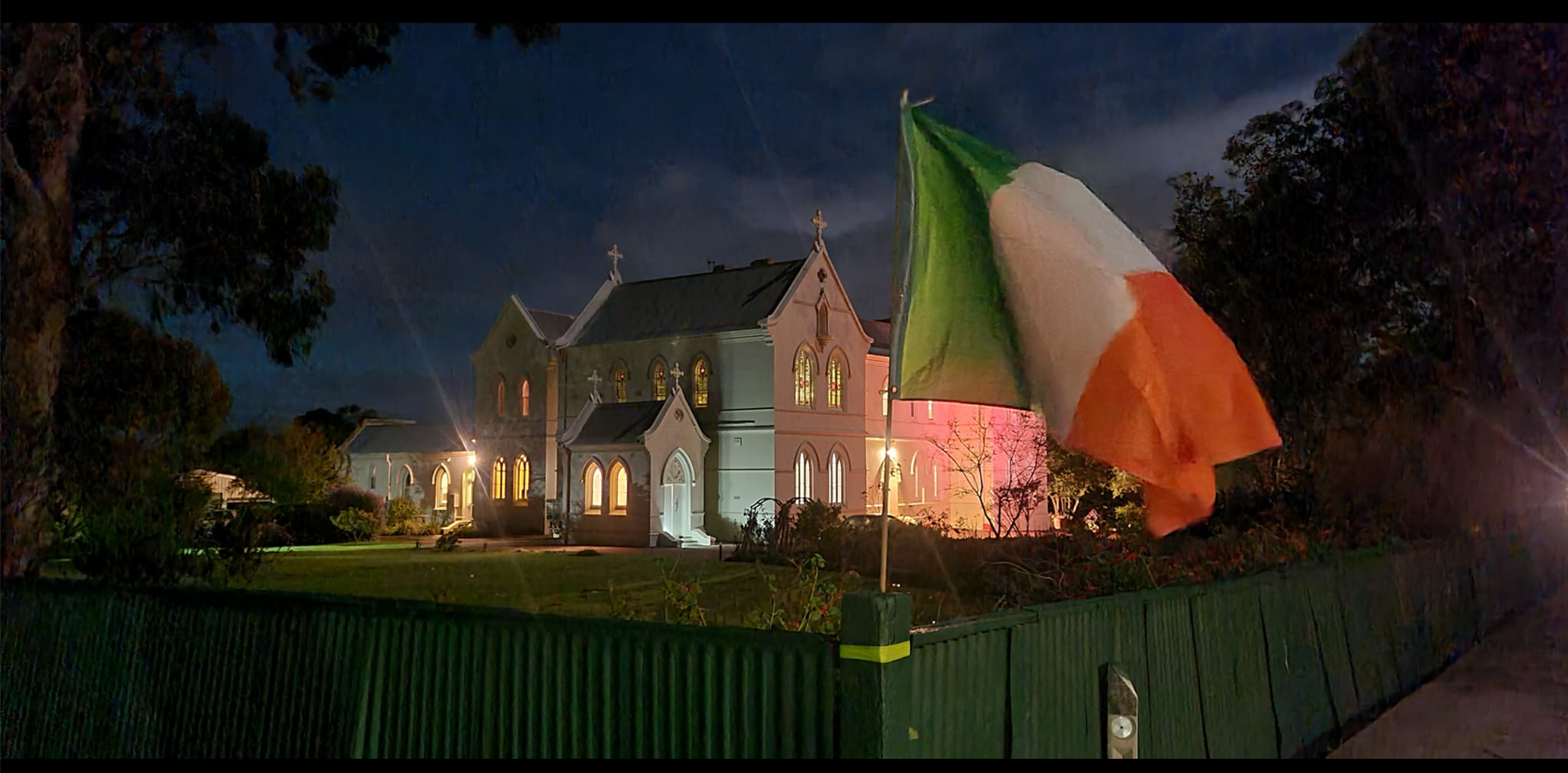 "Irish flag proudly flying at The Convent at Koroit, symbolizing the rich Irish heritage and cultural significance of the area."