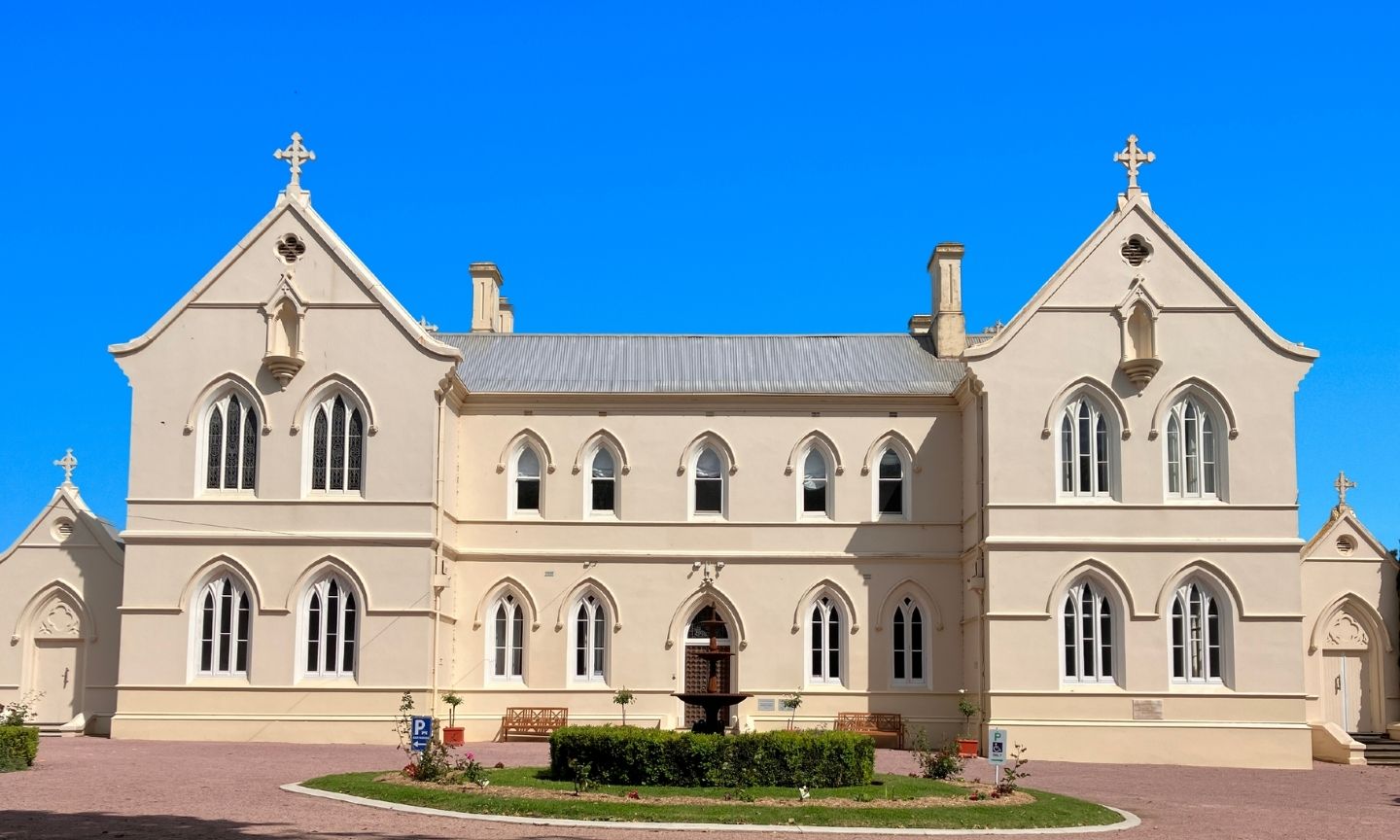 The Convent at Koroit on a bright blue sky day.