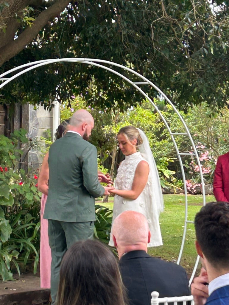 Wedding ceremony in garden at the Convent at Koroit.